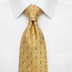 Holland & Sherry London 1836 Silk Tie Handmade Gold Geometric Abstract Dots